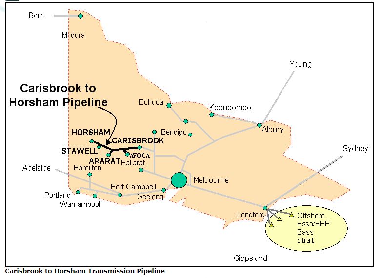 GPV Pipeline/Carisbrook to Horsham pipeline Map Australian Energy